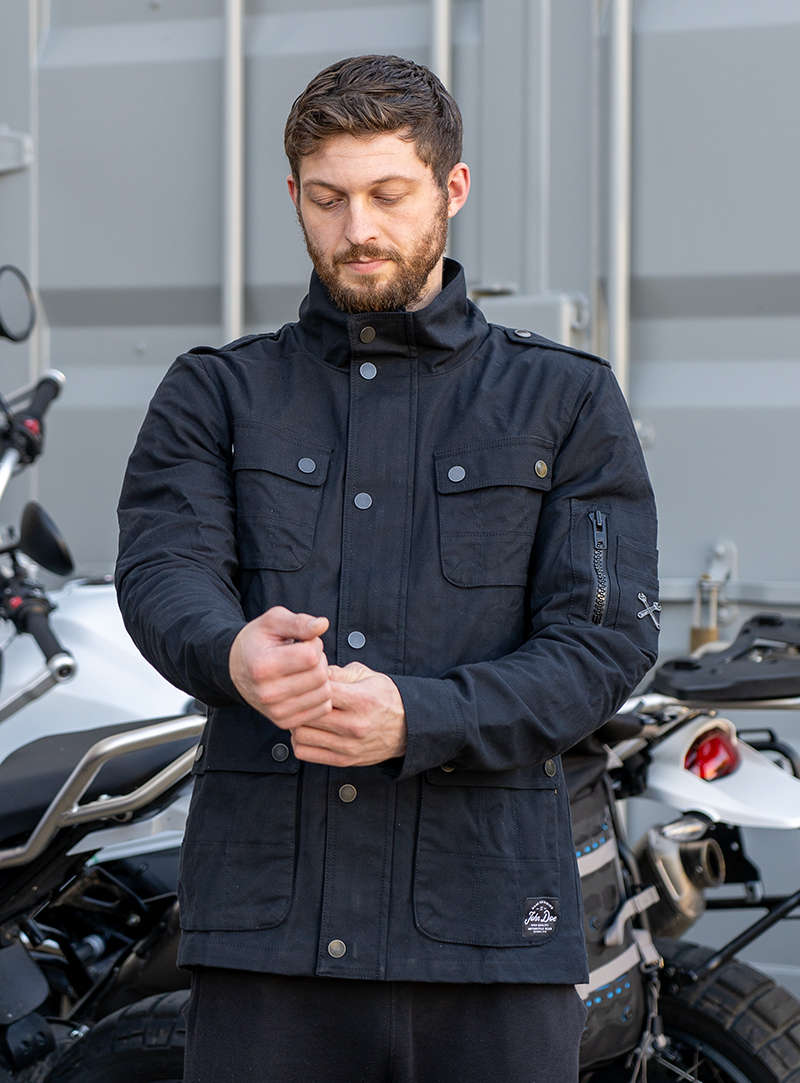 Guy wearing AAA rated motorcycle jacket